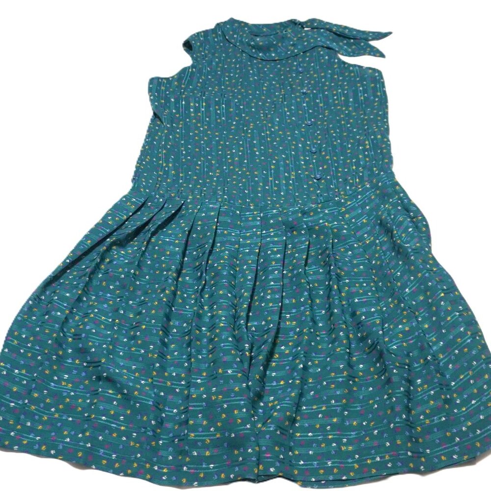 Women's Unbranded Vintage Button-Front Sheer Pleated Sleeveless Dress Sz S